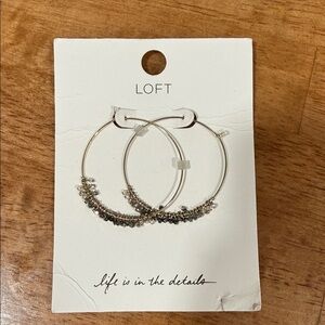 LOFT Silver Beaded Hoop Earrings